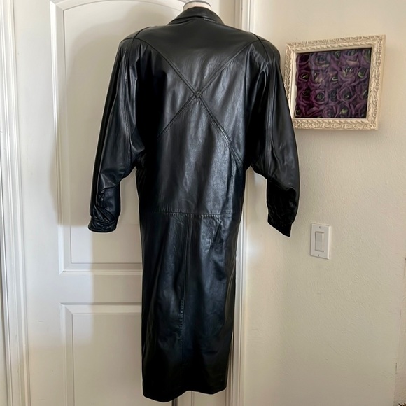 Vintage~Leather Coat~Full Length / 80’s~90’s - Picture 3 of 16